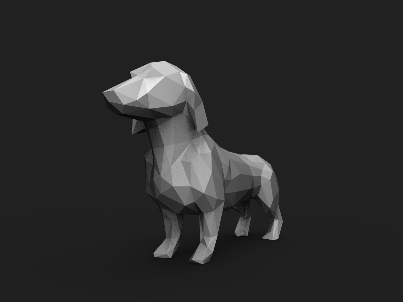 Dog Low Poly 2 dachshund 3D print model_1