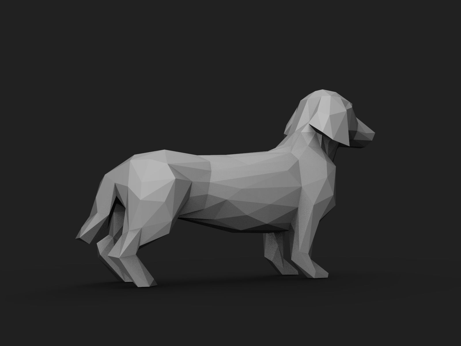 Dog Low Poly 2 dachshund 3D print model_13