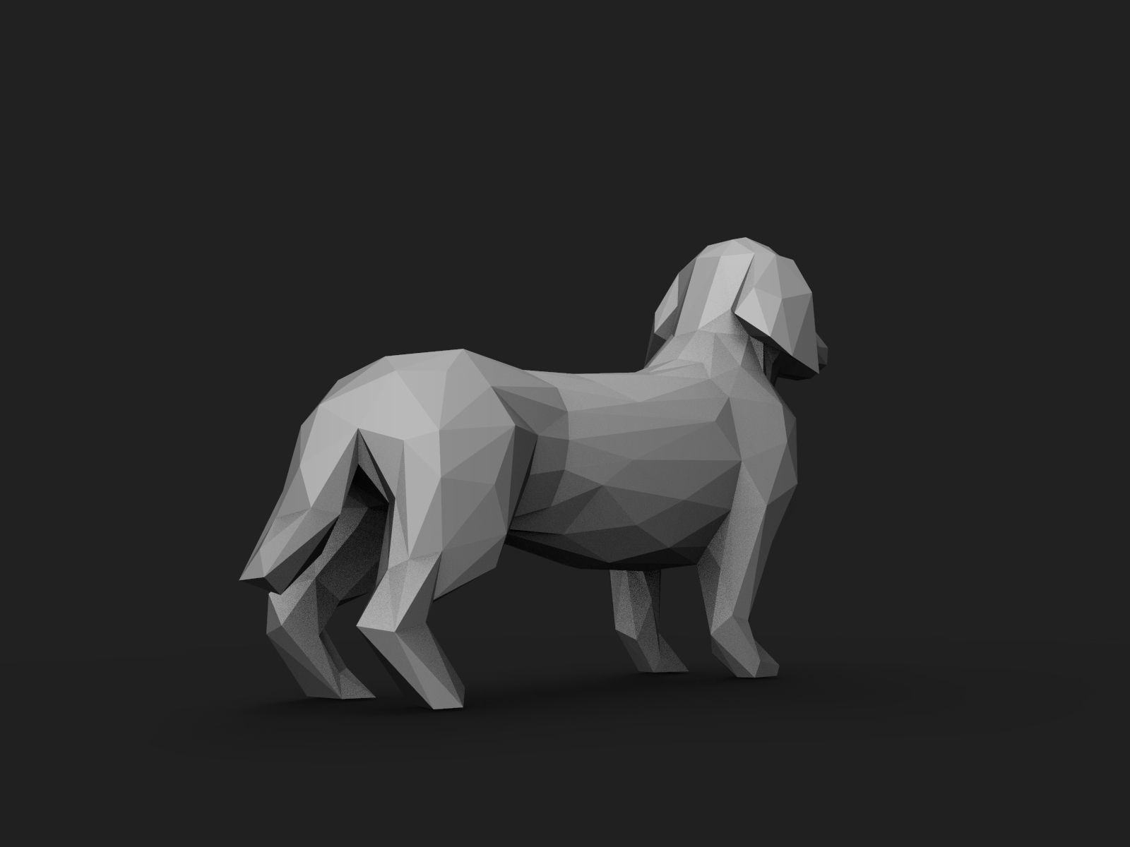 Dog Low Poly 2 dachshund 3D print model_12