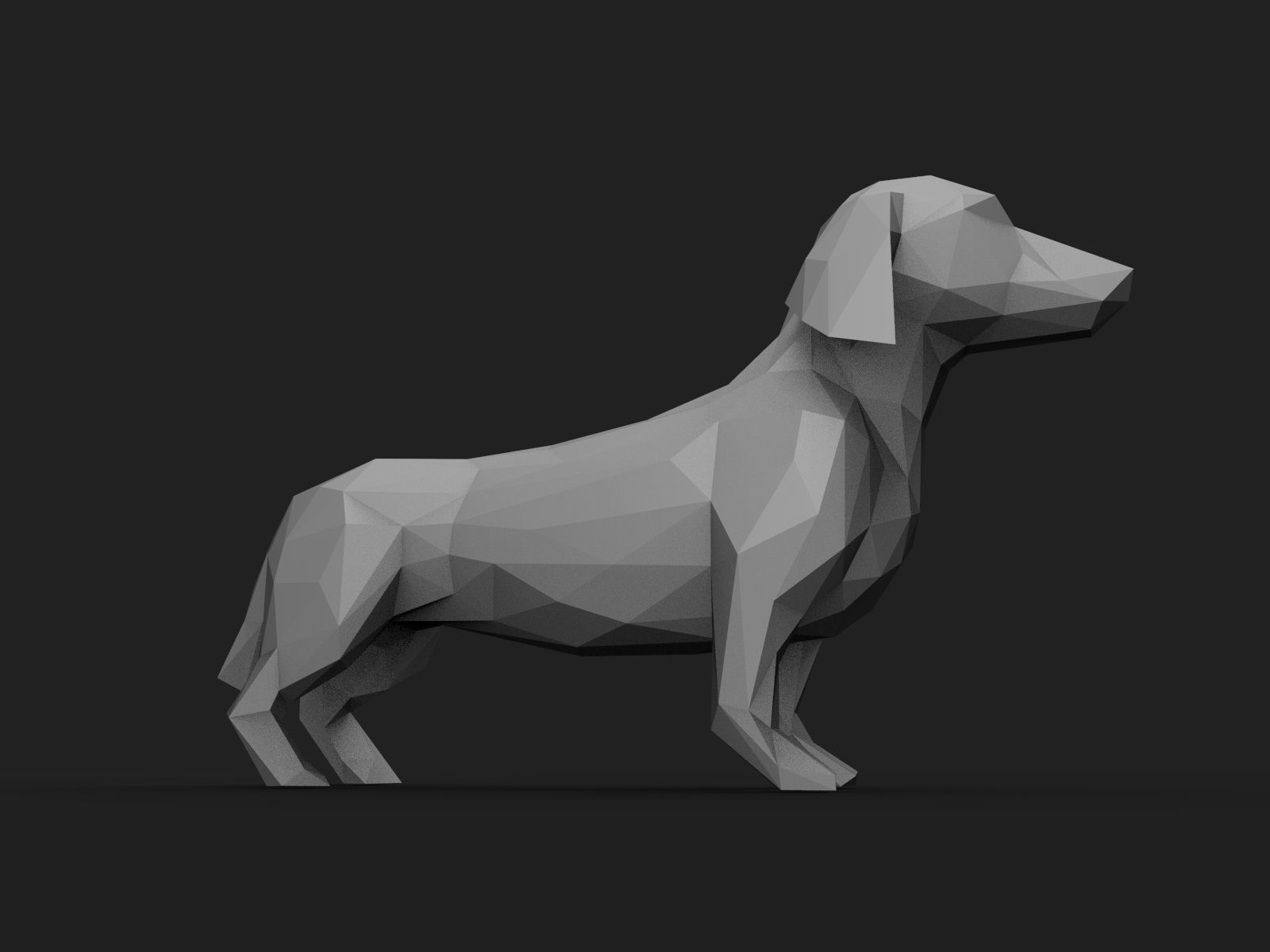 Dog Low Poly 2 dachshund 3D print model_2