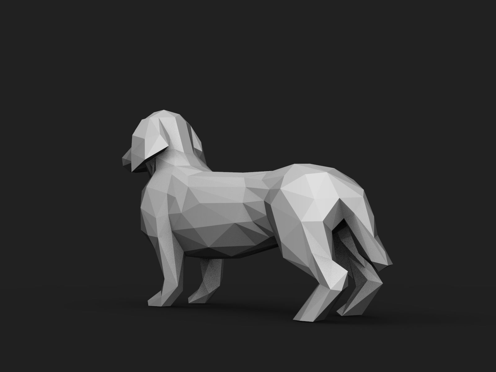Dog Low Poly 2 dachshund 3D print model_9
