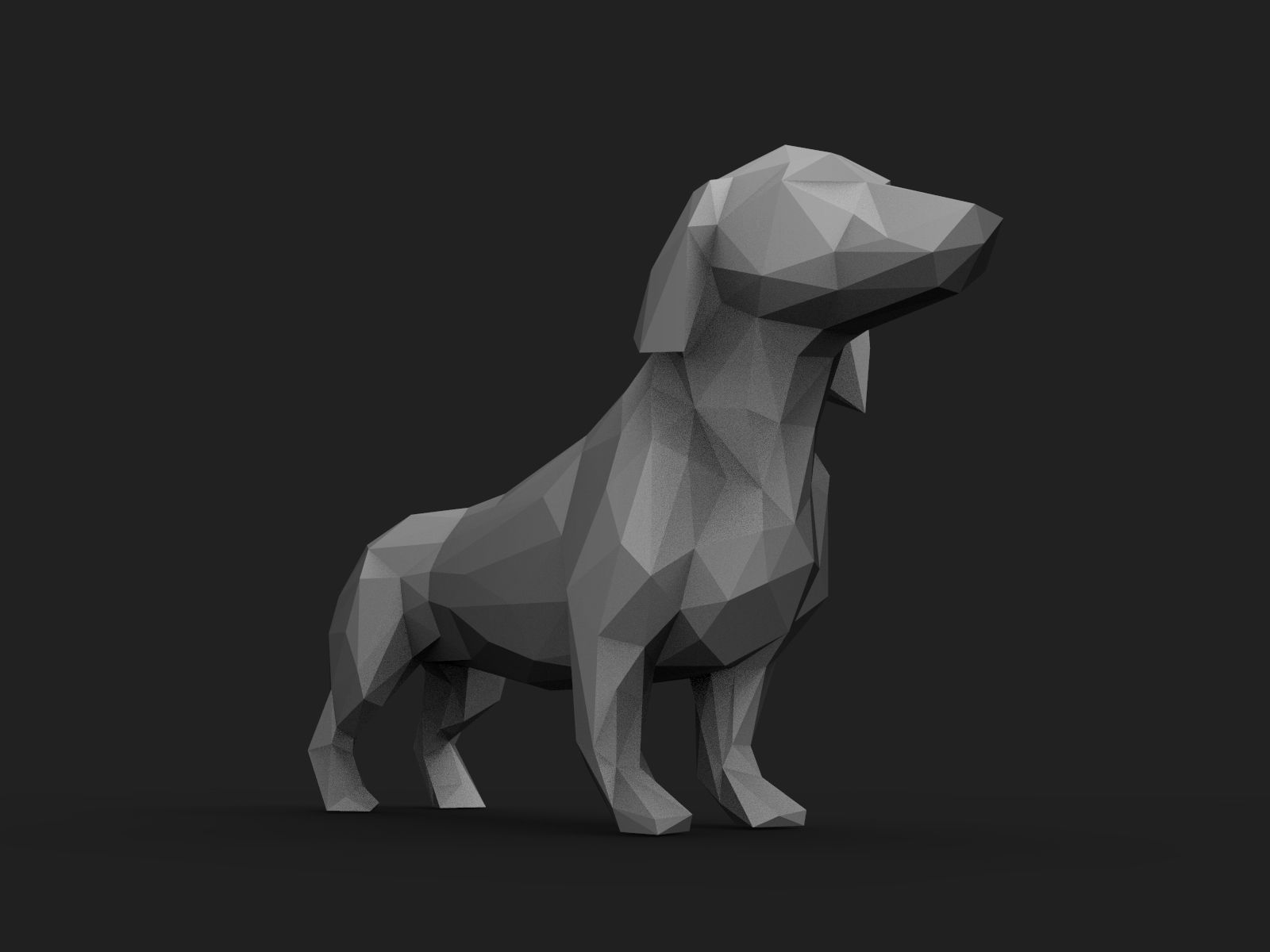 Dog Low Poly 2 dachshund 3D print model_3