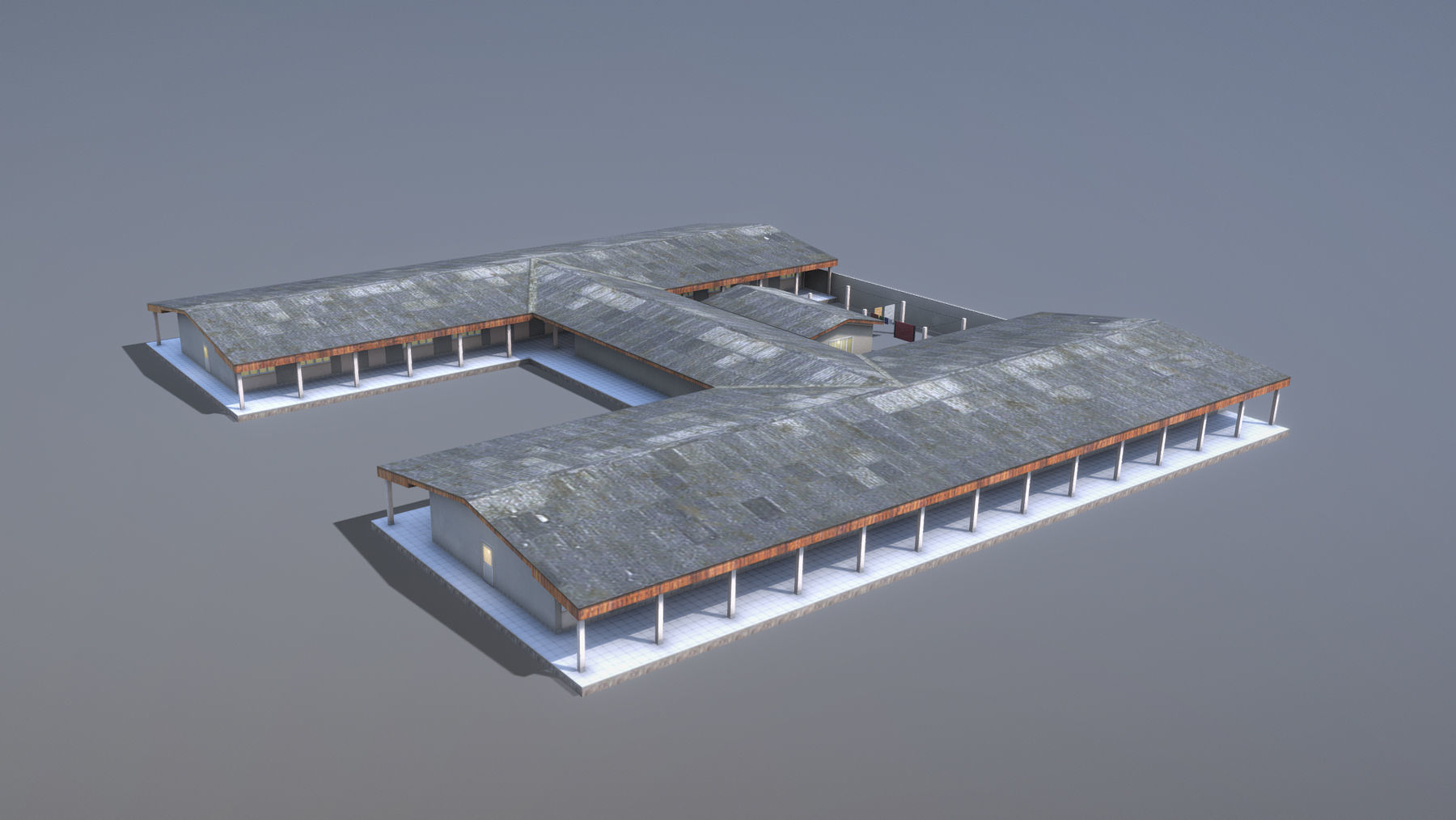 MilitaryBase PortoVelho Barracks 01 Low-poly 3D model_1