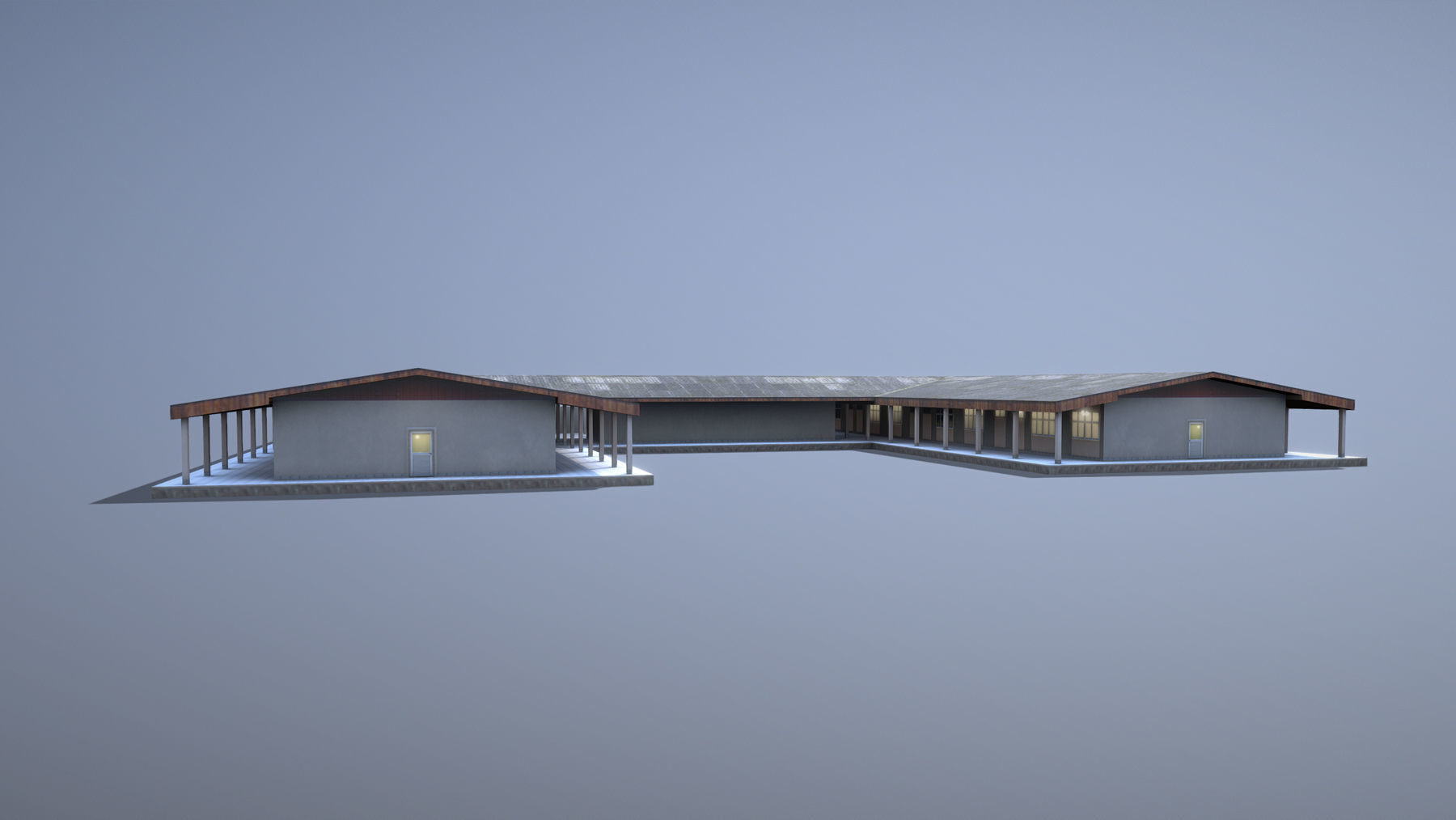 MilitaryBase PortoVelho Barracks 01 Low-poly 3D model_4