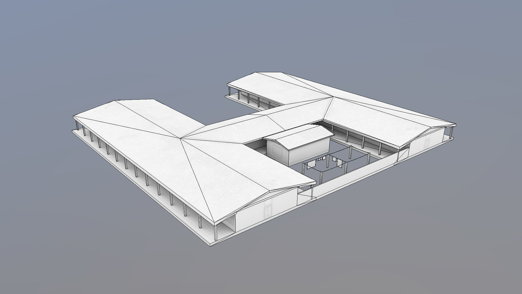MilitaryBase PortoVelho Barracks 01 Low-poly 3D model_10