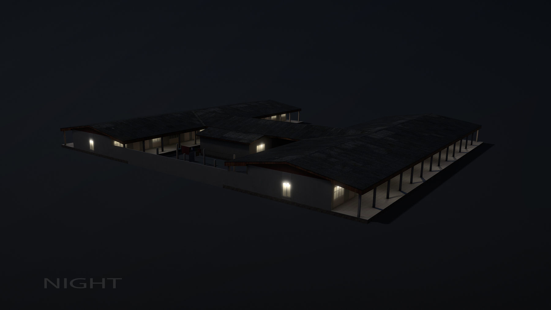 MilitaryBase PortoVelho Barracks 01 Low-poly 3D model_14