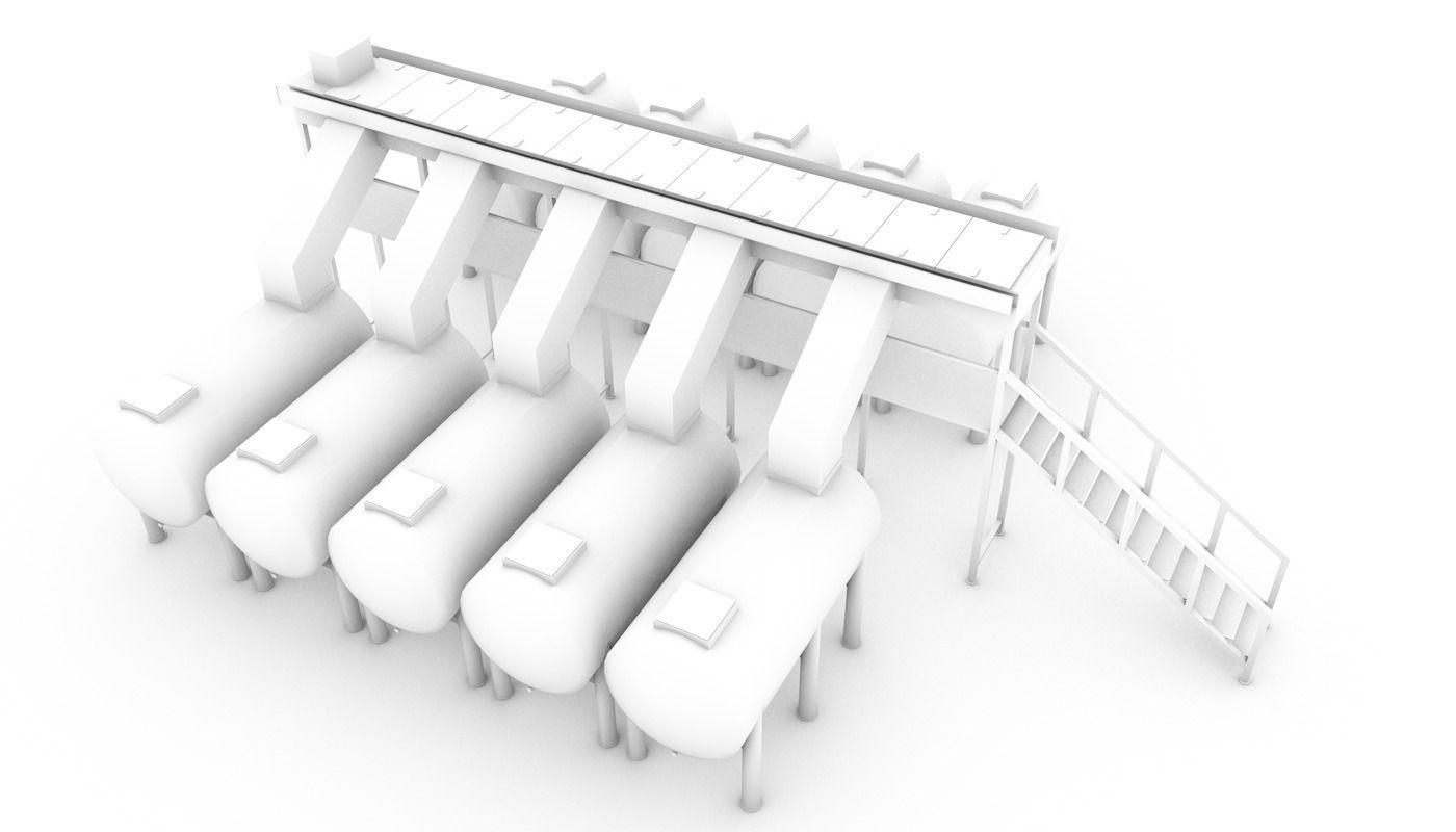 Oxidation Fermentation Unit Low-poly 3D model_7