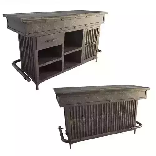 Industrial Metallic Counter 3D model