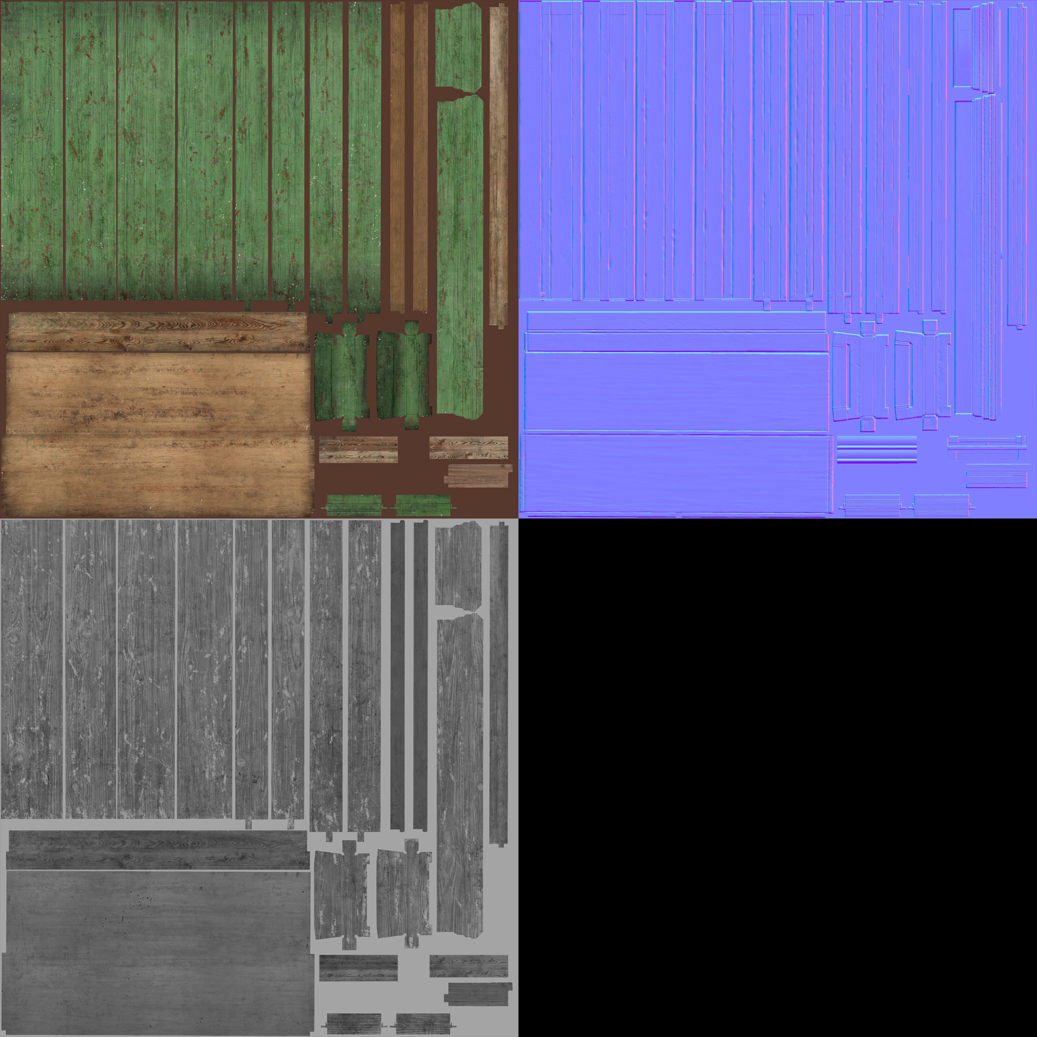 Bookcase reclaimed wood Low-poly 3D model_4