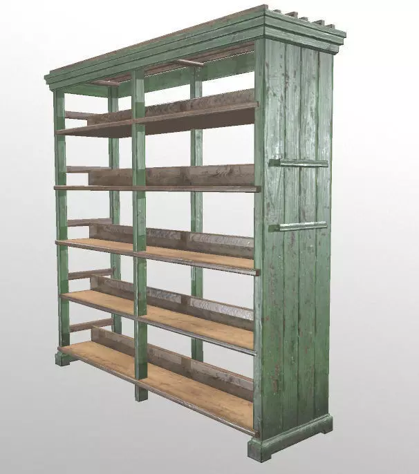 Bookcase reclaimed wood Low-poly 3D model_0