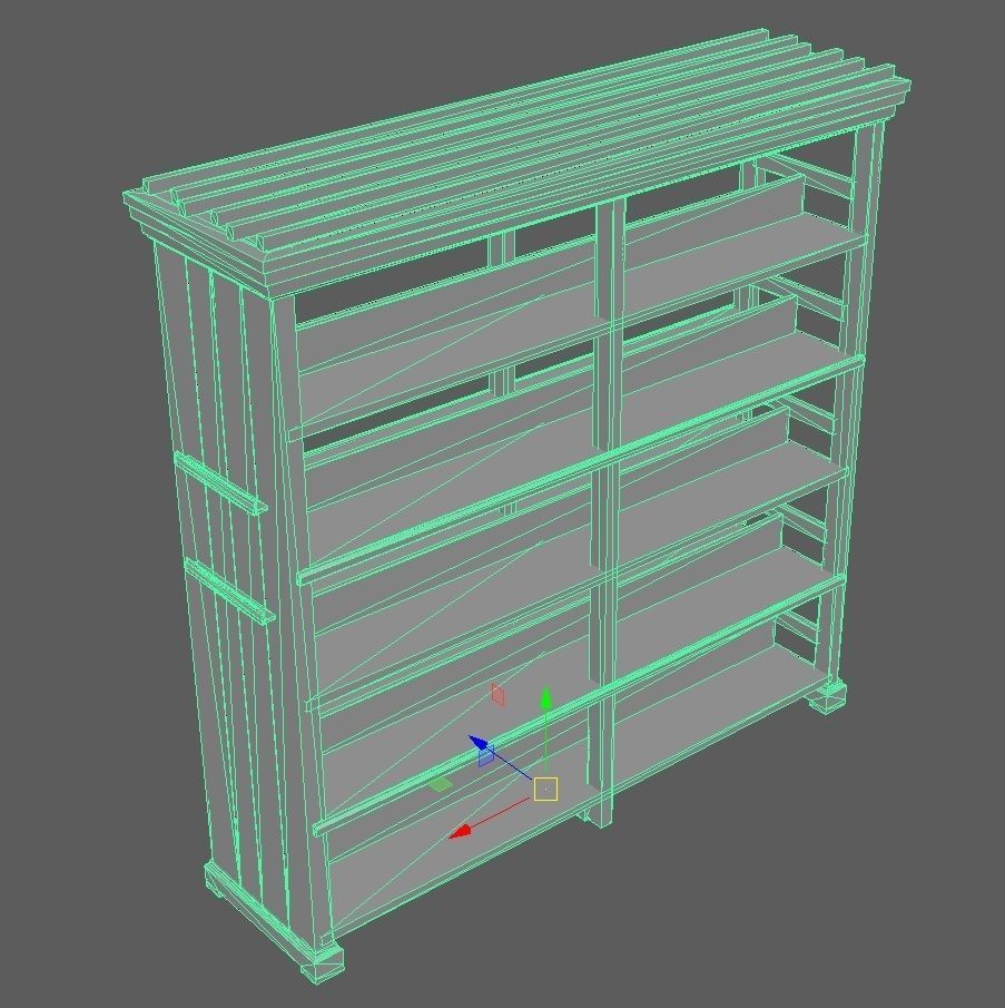 Bookcase reclaimed wood Low-poly 3D model_2