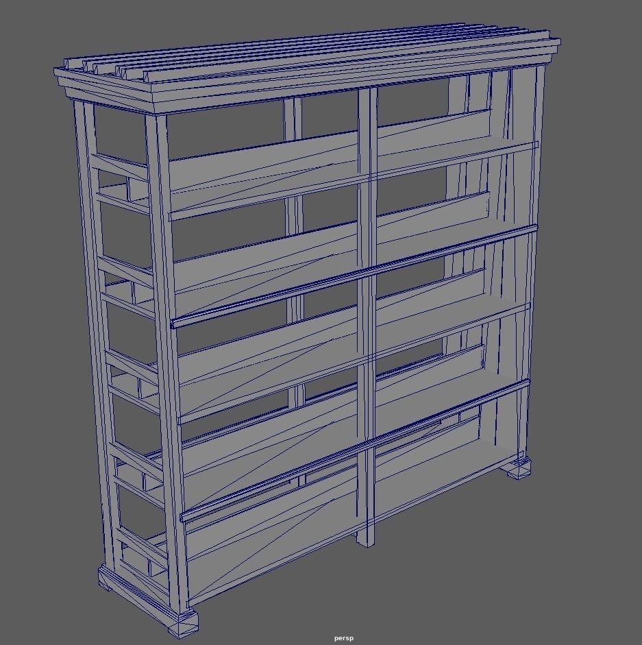 Bookcase reclaimed wood Low-poly 3D model_3