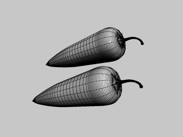 paprika-pepper two chili peppers Low-poly 3D model_4