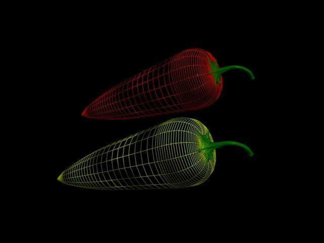 paprika-pepper two chili peppers Low-poly 3D model_3