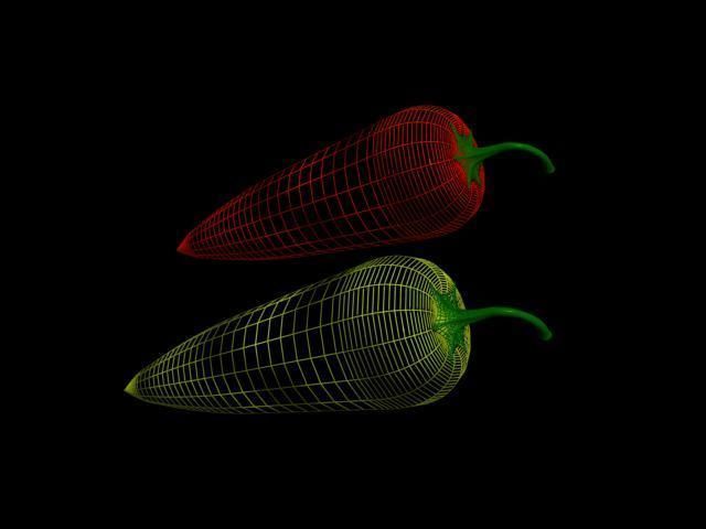 paprika-pepper two chili peppers Low-poly 3D model_2