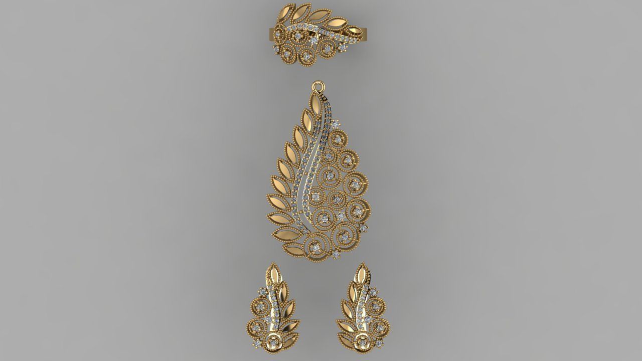 GC GOLD M0058- Diamond gold set 3D print model_6