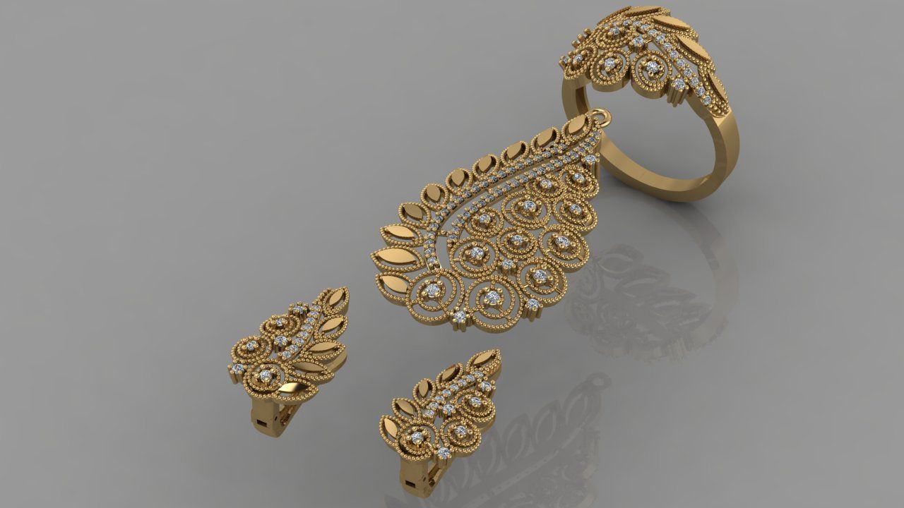 GC GOLD M0058- Diamond gold set 3D print model_8