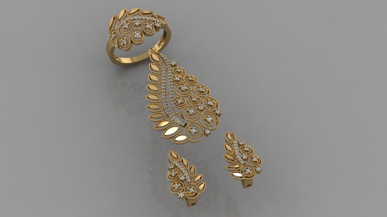 GC GOLD M0058- Diamond gold set 3D print model_2