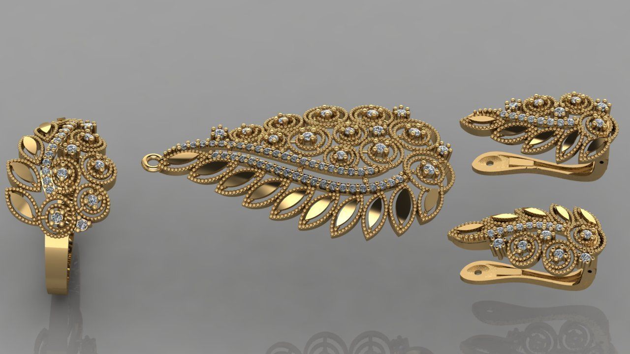 GC GOLD M0058- Diamond gold set 3D print model_5