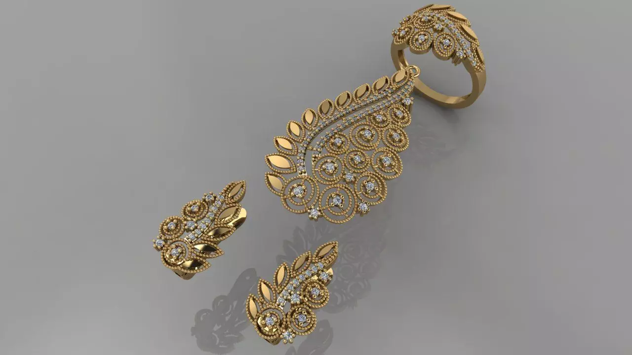 GC GOLD M0058- Diamond gold set 3D print model_0