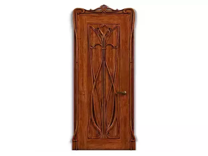 Door0001 wooden door with ornate carvings