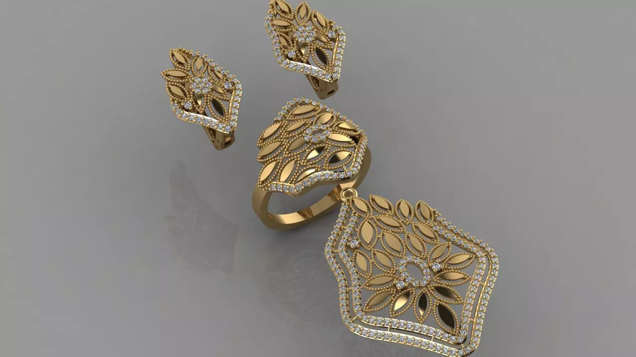 GC GOLD M0059- Diamond gold  set 3D print model_0