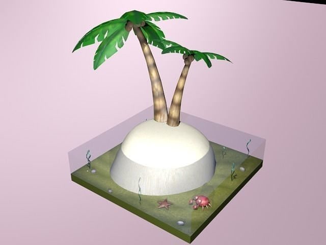 Desert Island Diorama Low-poly 3D model