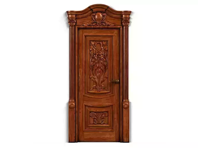 Door0003 wooden door with ornate carvings