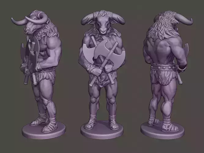 Minotaur Warrior Guard two Axes 3D print model