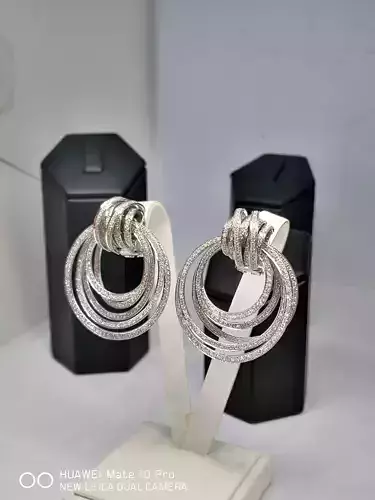 Eternity Style Cheerful stones cut round Diamond Earring Jewel