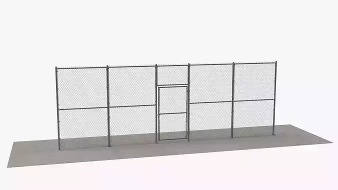 Chain Link Fence and Gate 3D model