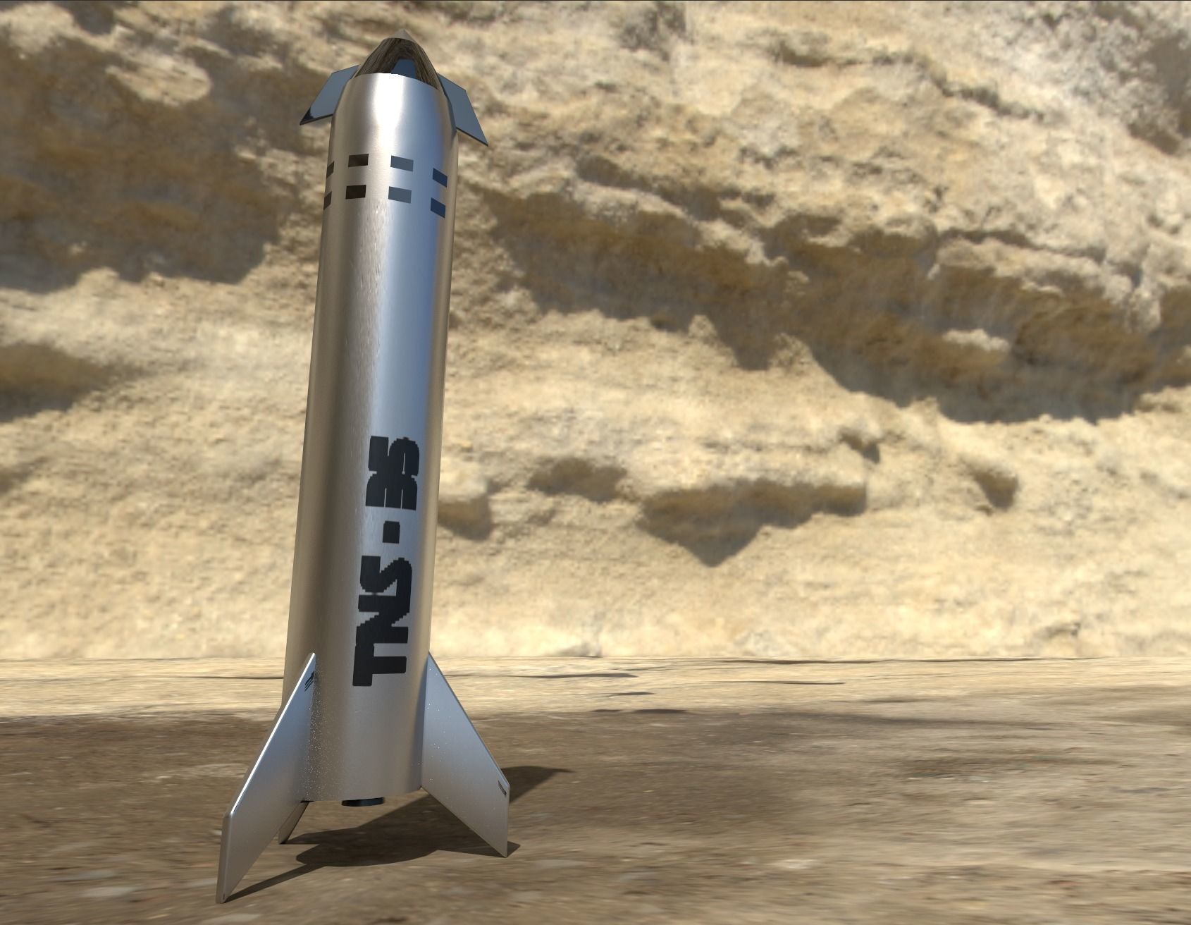 Starship with the textures 3D model_7