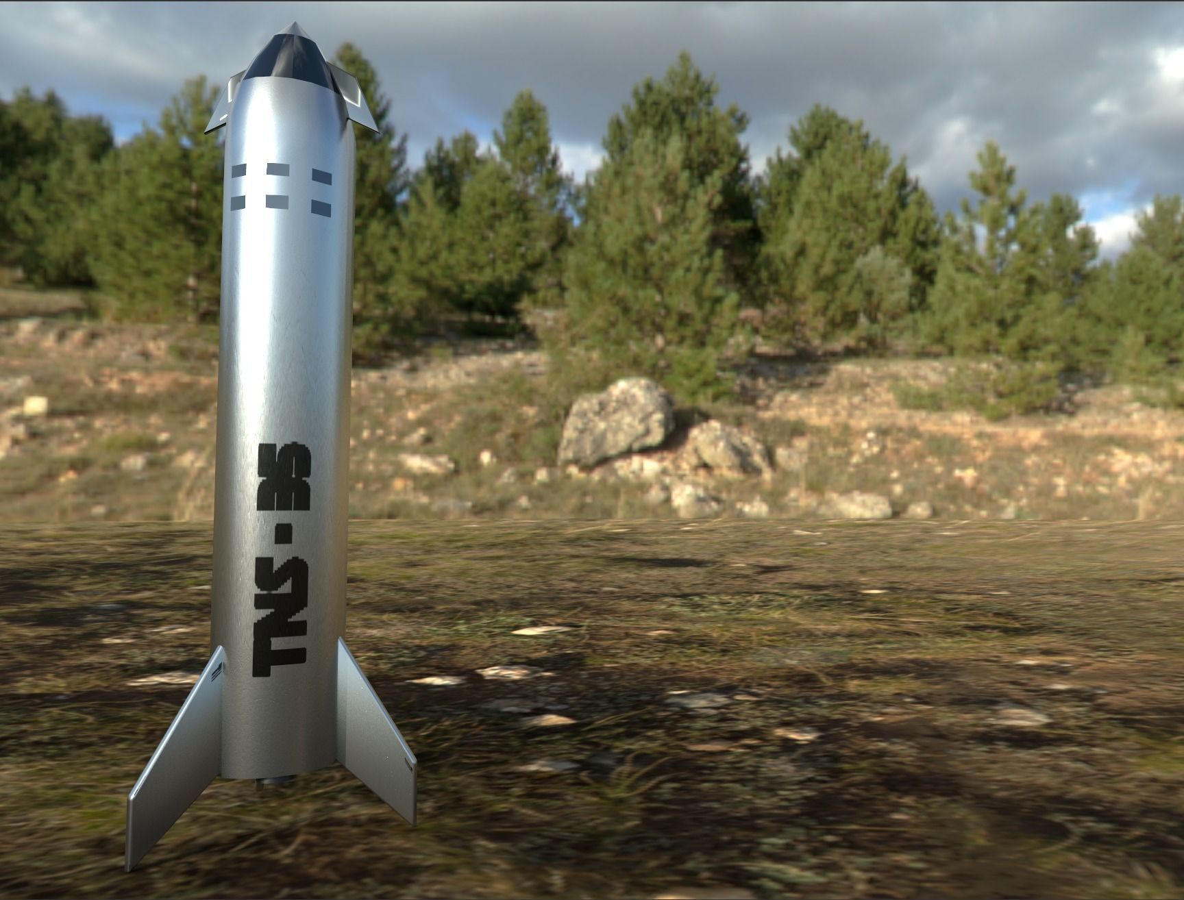 Starship with the textures 3D model_9