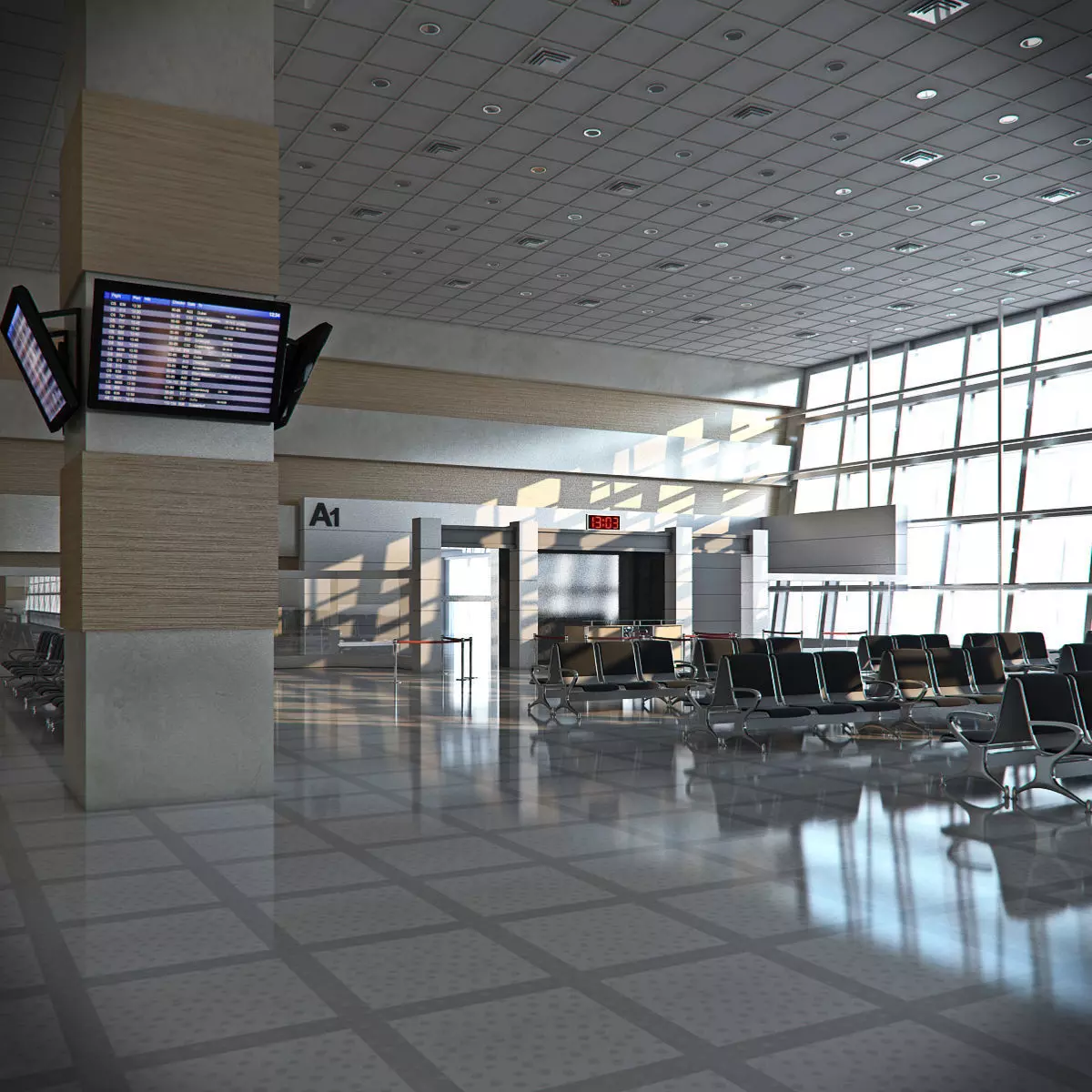 Airport Departures Lounge 3D model_0