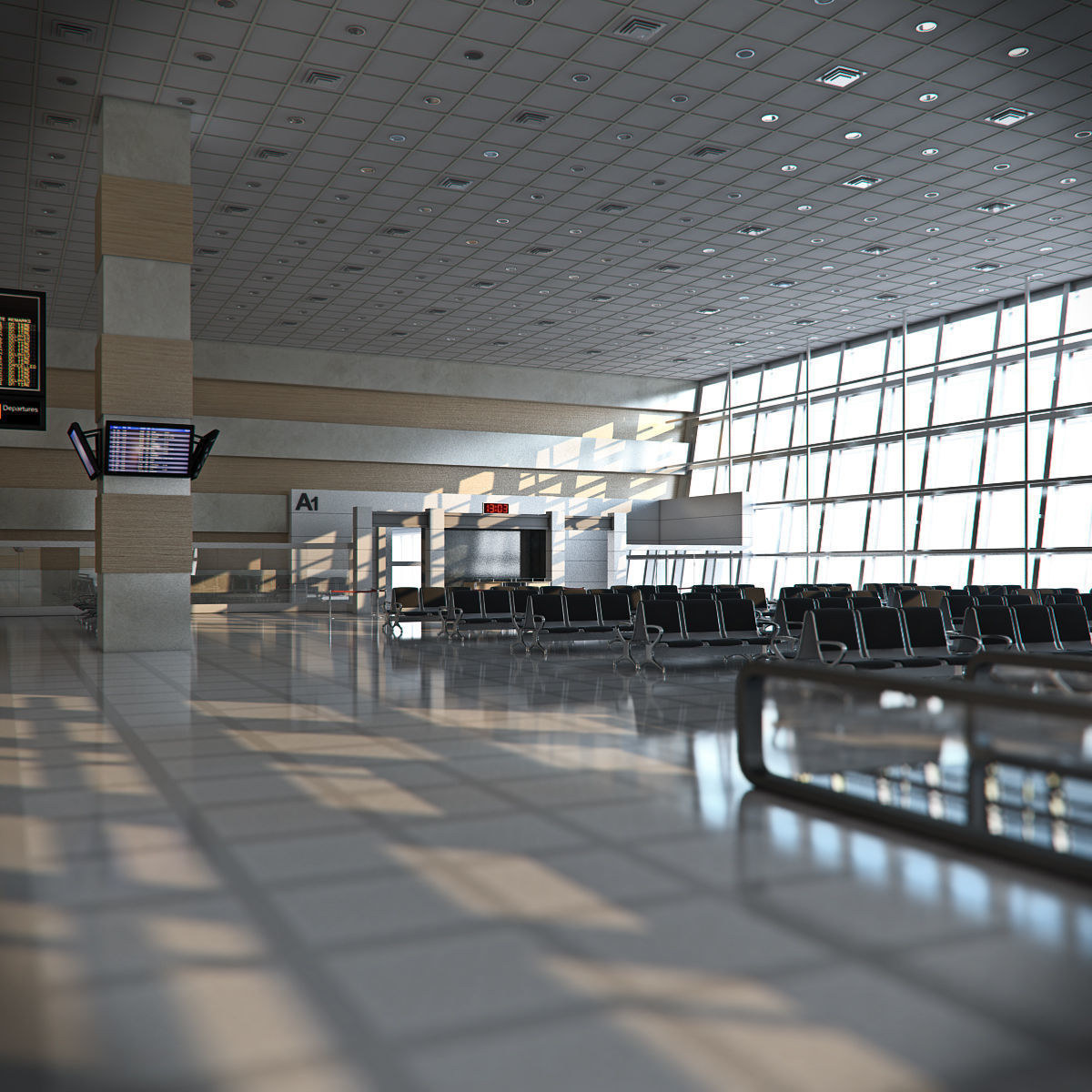 Airport Departures Lounge 3D model_1