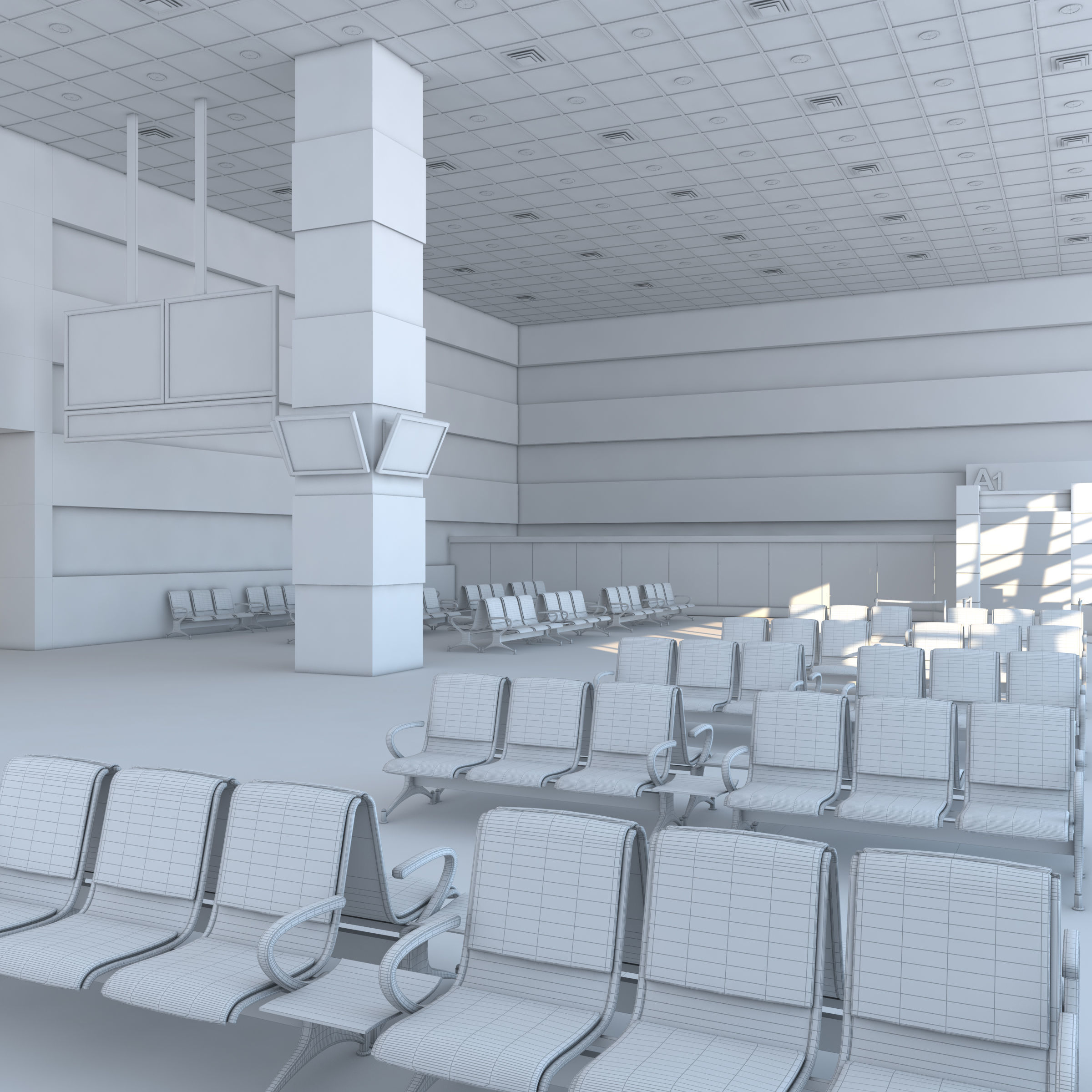 Airport Departures Lounge 3D model_13