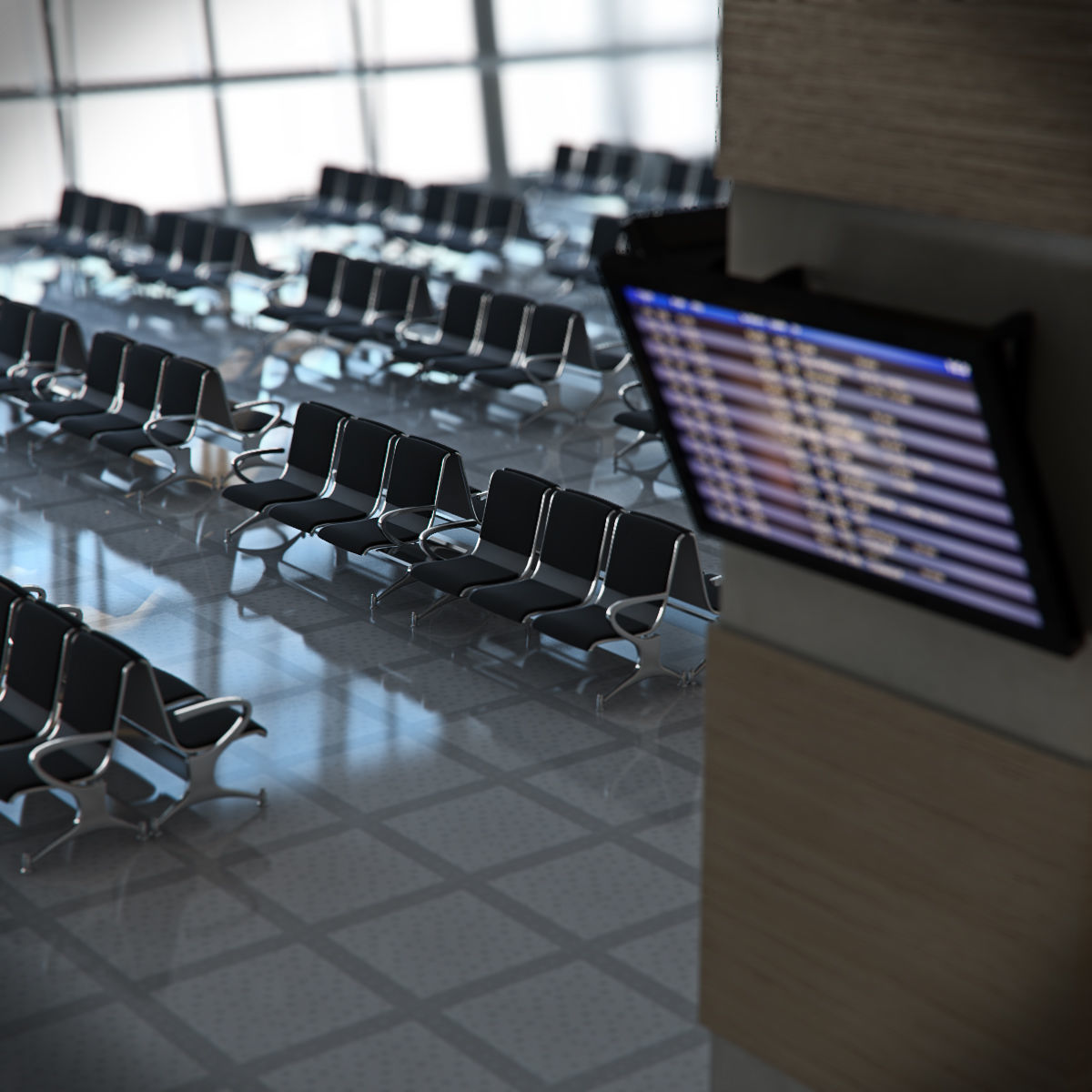 Airport Departures Lounge 3D model_7