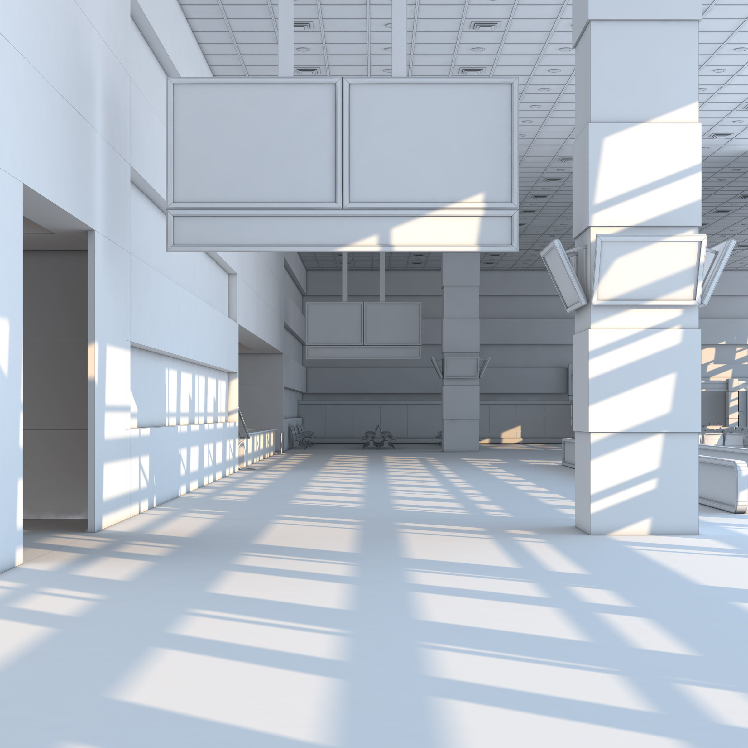 Airport Departures Lounge 3D model_12