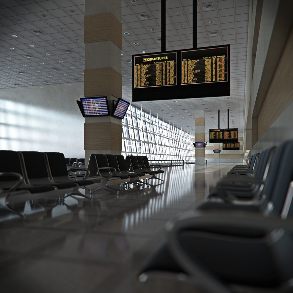 Airport Departures Lounge 3D model_5