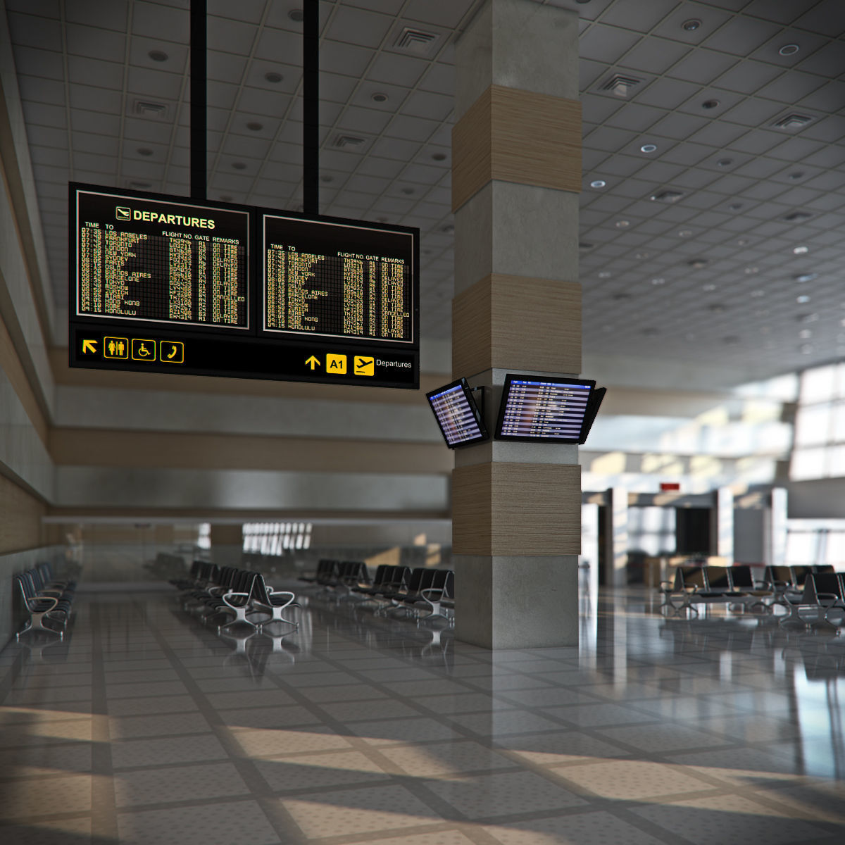 Airport Departures Lounge 3D model_3