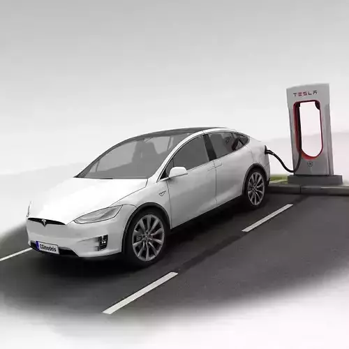 Tesla X plus Supercharger Low-poly 3D model