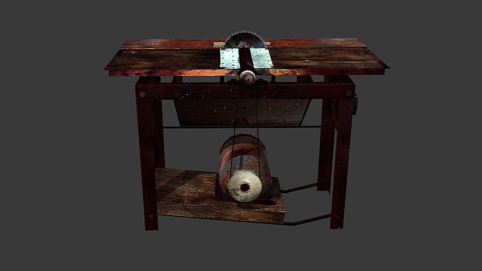 Old circular saw Low-poly 3D model_1