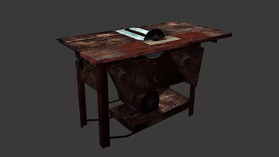 Old circular saw Low-poly 3D model_0