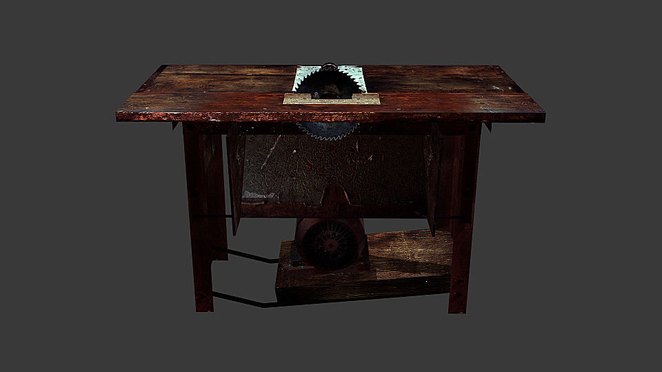 Old circular saw Low-poly 3D model_6