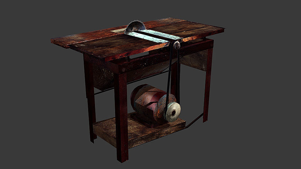 Old circular saw Low-poly 3D model_5