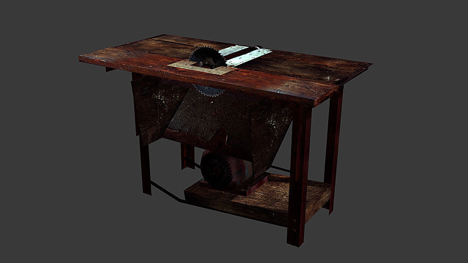 Old circular saw Low-poly 3D model_3