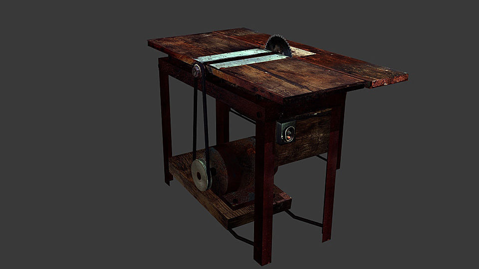 Old circular saw Low-poly 3D model_2