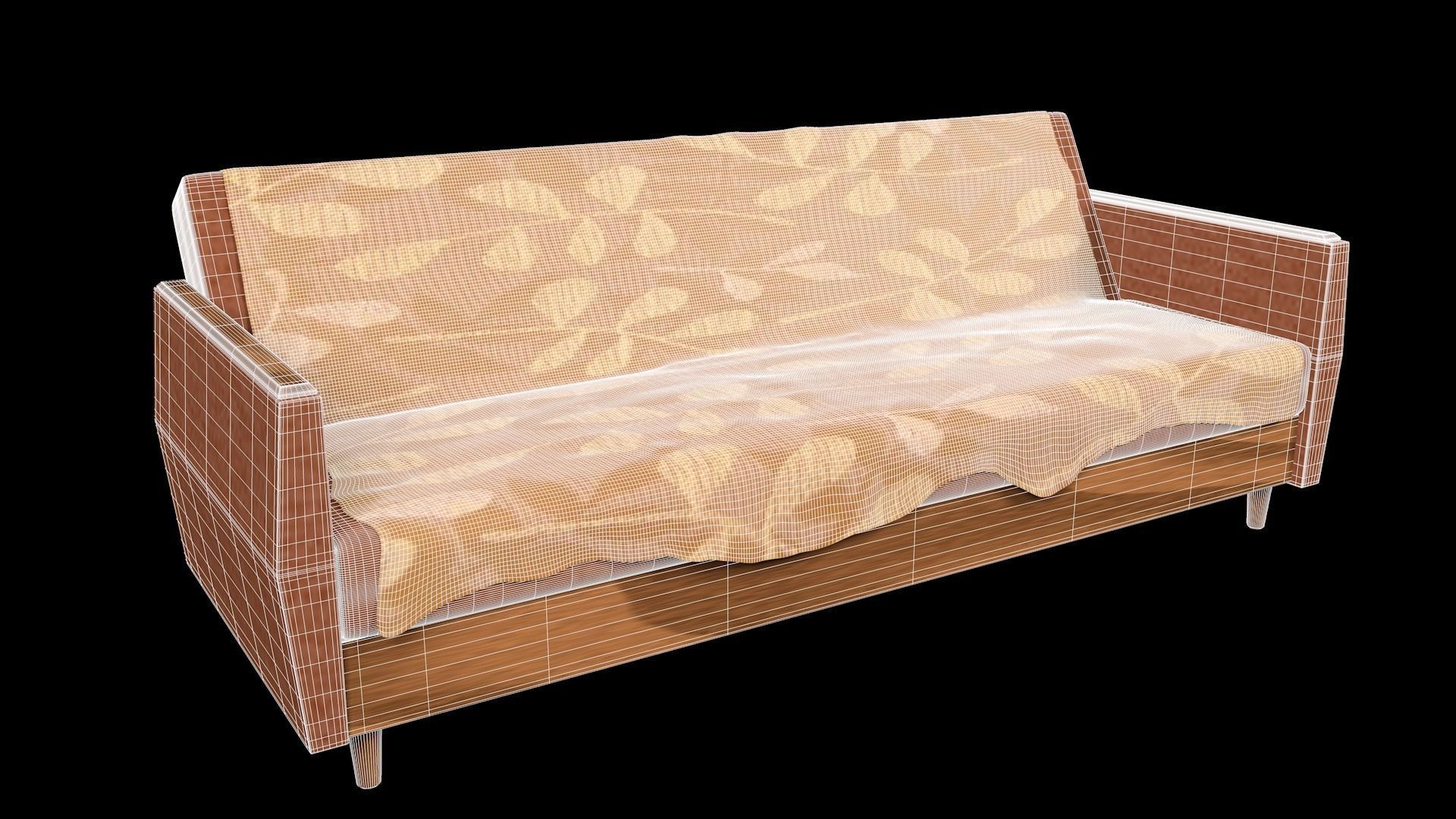 Old style Vintage sofa 3D Model Low-poly 3D model_12