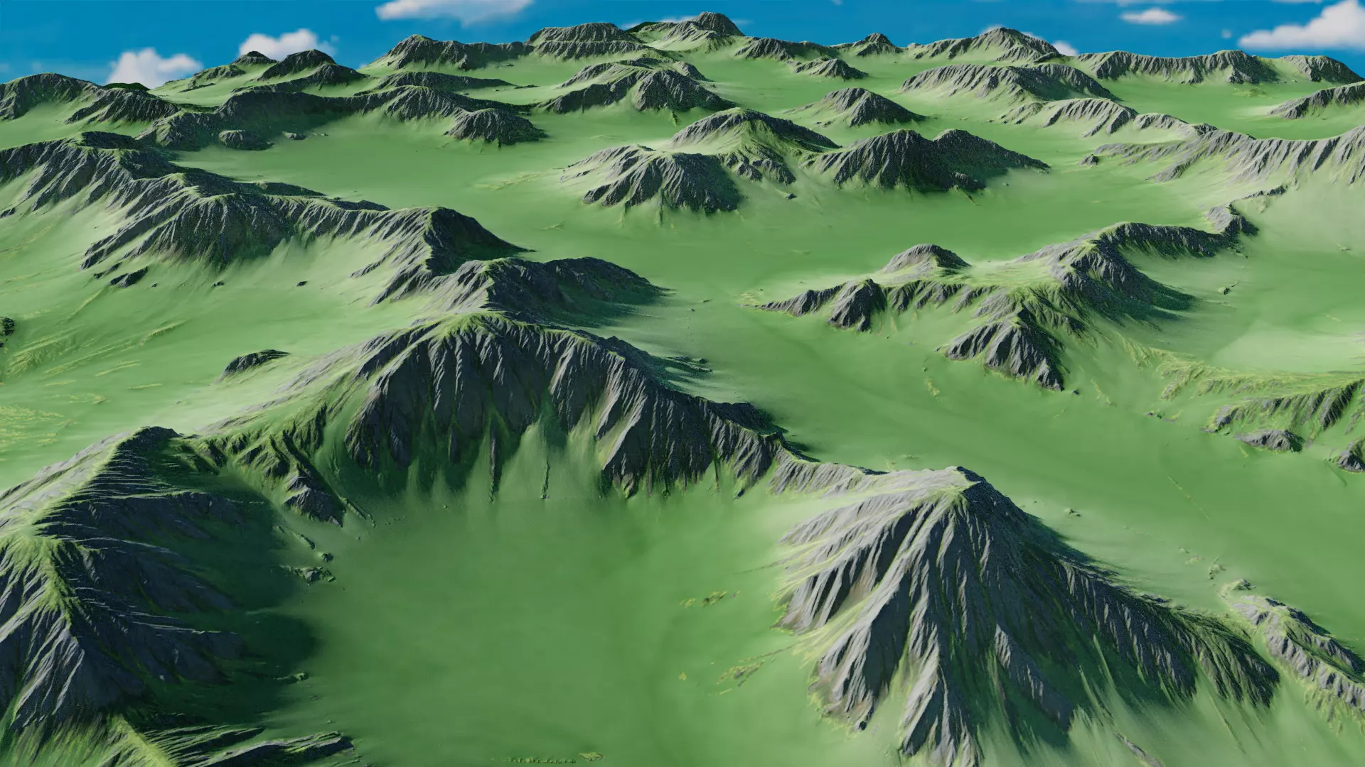 large Mountainous Terrain 8k with Element3D model Free 3D model_0