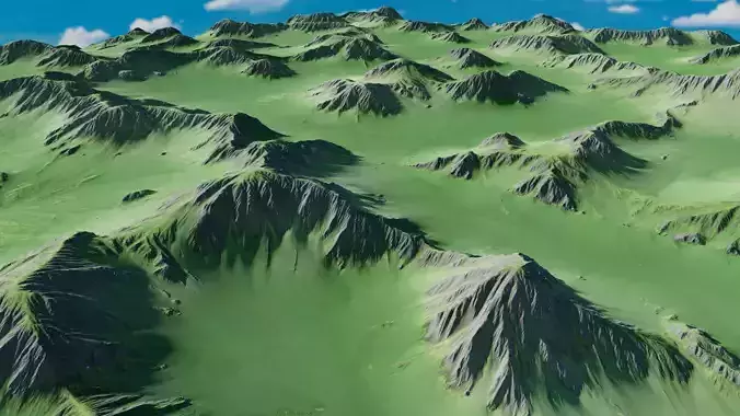large Mountainous Terrain 8k with Element3D model
